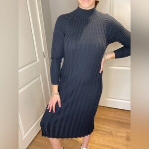 Paper Label Wide Rib Navy Dress